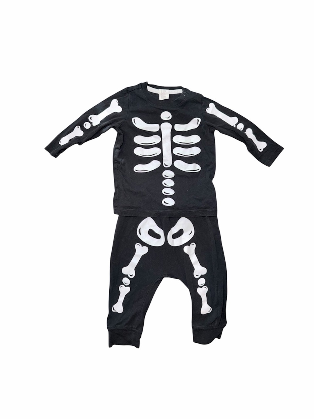H&M Baby Skeleton Print 2 Piece Set Halloween Costume Unisex Size 6 Months